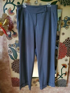 Ninety Grey Polyester Rayon spandex Wide Leg Cuffed Pants, 10 - Picture 1 of 5