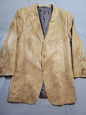 Jaqueta Blazer Coppley Masculina Tamanho 40R Dois Botões Santa Fé Marrom Couro Sintético Sólido - Imagem 1 de 4