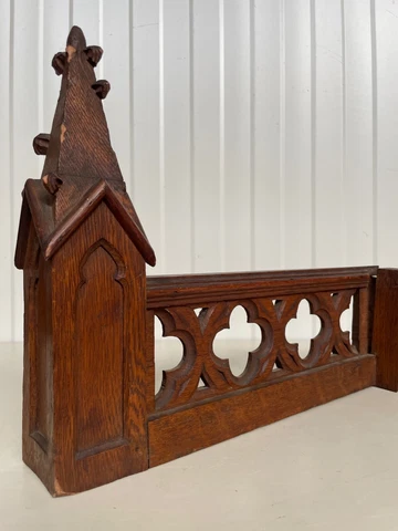 A Beautiful French Architectural Gothic revival church Crown/finial carved oak 3 Cover