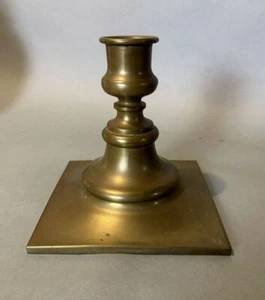 Large Early Antique Brass Candlestick or Hurricane Lamp Base - Picture 1 of 6