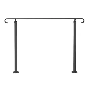 Wrought Iron Handrails for Outdoor Steps Fit 3-5 Steps Outdoor Stair Railing - Picture 1 of 11