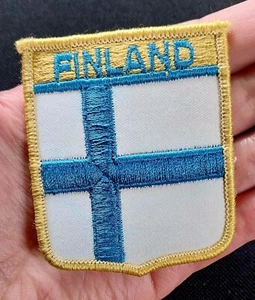 FLAG OF FINLAND FINNISH BLUE CROSS SINIRISTILIPPU VINTAGE EMBROIDERED PATCH - Picture 1 of 12