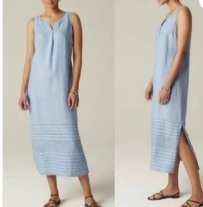 J. Jill Pure Jill Linen Kantha Stitched Embroidered Maxi Dress Size XL 100% Line - Bild 1 von 14
