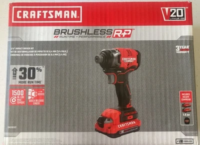 CRAFTSMAN CMCF813C2 V20 20v Brushless RP Cordless 1/4-inch Impact Driver Kit - Image 1 of 4