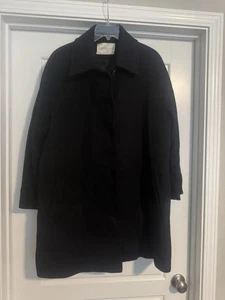 LORO PIANA Fleurette 100% Wolle Mantel Gr. 18 schwarz Knopfleiste gefüttert Italien USA - Bild 1 von 19