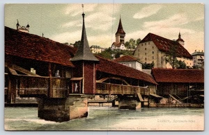 Spreuer Bridge (Spreuerbrücke) in Lucerne Switzerland Vintage Postcard - Picture 1 of 2