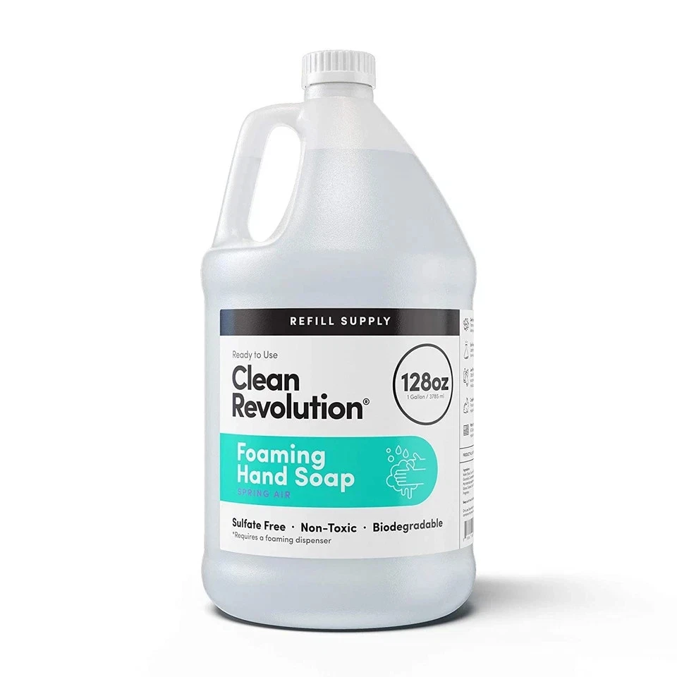 Clean Revolution Foaming Hand Soap Refill Supply Container. Ready to Use Spring