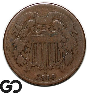 1869 Two Cent Piece - Picture 1 of 3