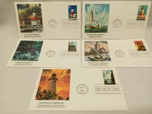US First Day Issue Covers - 5 Covers 1995 GREAT LAKES LIGHTHOUSES 2969 (FDC248) - Picture 1 of 1