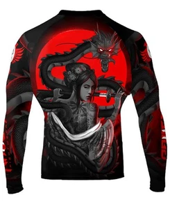 Raven Fightwear Men's The Illustrated Geisha MMA BJJ Rash Guard Black  - Picture 1 of 3