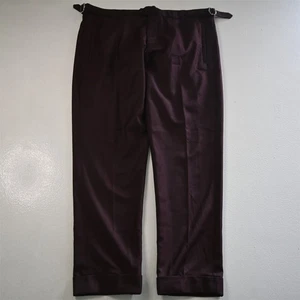 Pantalones para hombre a medida 34x30 rojo granate con lengüeta lateral ajustados con puños - Imagen 1 de 9