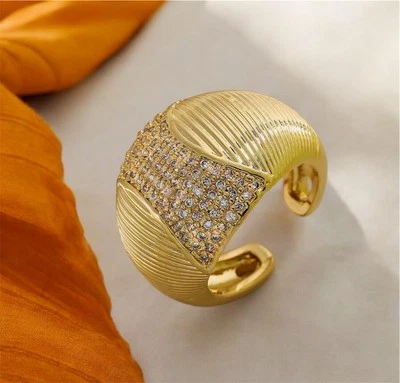 Anillo Cúpula Abierta Circonita Cúbica Tono Oro 14k Foto 1 de 4