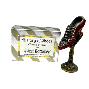 History Of Shoes Collection By Sweet Romance Miniature Shoe With Pedestal & Box - Picture 1 of 14