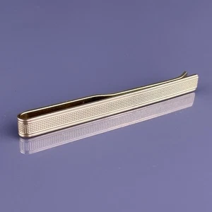 Diamond Point Textured Tie Clip Bar Rolled Gold Stamped 2.5” Wide Vintage - Picture 1 of 5