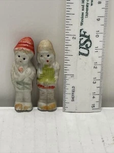 Vintage Miniature Frozen Charlotte Penny Pocket Doll Bisque Couple Painted 2” - Picture 1 of 4
