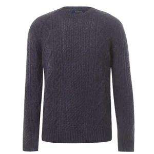 Ralph Lauren Aran Wollpullover mit Zopfmuster Herren Größe UK Small Blau NEU - Bild 1 von 3