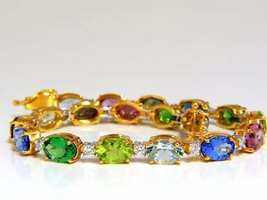 15.17ct natural Tsavortie Spinel Tanzanite Aquamarine Sapphire Bracelet 14kt** - Picture 1 of 6