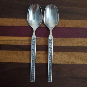 2 Vintage MCM Noritake Eros TableSpoons Replacement Retired Greek Key Neoclassic - Picture 1 of 4