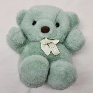 Vintage Commonwealth Plush Teddy Bear Teal Small Size 7" Tall Fluffy - Picture 1 of 11
