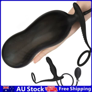 Big Inflatable Penis Cock Ring Anal Butt Plug Prostate Massager BDSM Sex Toys - Picture 1 of 22