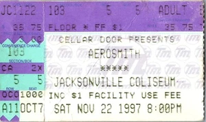 Biglietto Aerosmith Stub Concert Florida Jacksonville Coliseum Music 22/11/1997 - Foto 1 di 2