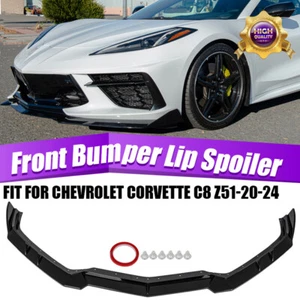 Front Bumper Lip Splitter Fit For 2020-2024 Corvette C8 Z51 Stage 3 Carbon Flash - Picture 1 of 14