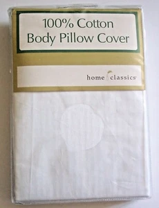 HOME CLASSICS BODY PILLOW COVER 250 THREAD COUNT 100% COTTON WHITE - NEW w/ TAG - Picture 1 of 2