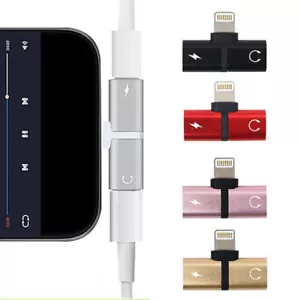 2 in 1 Earphone and Charger Splitter Adapter for iPhone X XS XS MAX XR 7/7+ 8/8+ - Picture 1 of 18