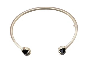 Kendra Scott Edie Cuff Bracelet, Silver, Opaque Black Glass - Picture 1 of 3