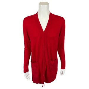 Isaac Mizrahi Women's Open-Front Cardigan with Pockets Top Red XX-Small Size - Picture 1 of 2