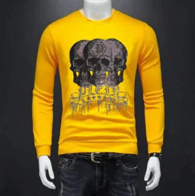Nueva Moda Estrás Lujo Calavera Hombres Sudadera con Capucha Pullover Polar Invierno Sudadera Foto 1 de 4