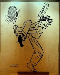 Tennis originale art Fred G Cooper anni '30 The American Magazine - Foto 1 di 1