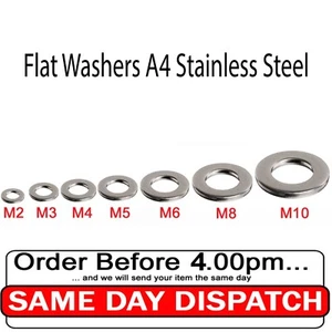 Flat Washer A4 STAINLESS STEEL Form A MARINE GRADE TO FIT BOLTS, SCREWS - Picture 1 of 7