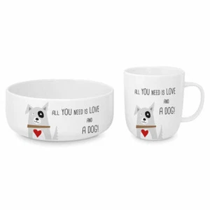 PPD Love and Dog Set 2-tlg. Futternapf Napf Tasse Kaffeebecher New Bone China - Bild 1 von 1