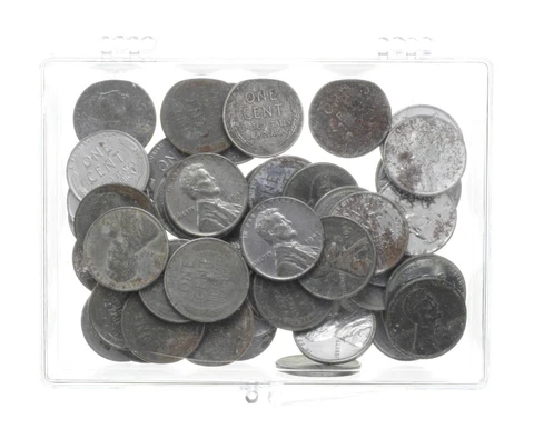 1943 STEEL Lincoln Wheat Cent WWII - 100 Coins  'Silver' 2 Rolls Collection Lot Cover