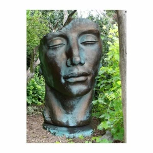 GESICHT MANN BRONZE STEINGUSS FIGUR STATUE SKULPTUR FROSTFEST INKL PLATTE 8081BR - Bild 1 von 2