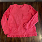 Aile Shop coral pink frill ruffle hem cotton blouse made in Korea size S/M