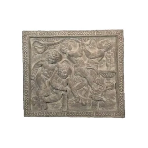 Garden Wall Plaque 3D Playful Cherub Angel Sculptures Faux Stone Relief 24 X 20 - Picture 1 of 8