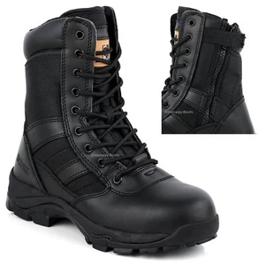 MENS LIGHTWEIGHT STEEL TOE CAP MILITARY COMBAT SAFETY WORK BOOTS POLICE SHOES SZ - Picture 1 of 5