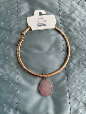 Gargantilla Cato Grande Ovalada Semipreciosa Rosa Cuarzo Rosa Nueva con Etiquetas Foto 1 de 4