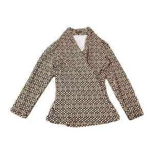 J. McLaughlin Faux Wickel Catalina Stoff Top Large XS braun hellbraun geometrisch  - Bild 1 von 6