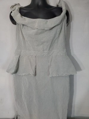 New York & Co Dress Women's Size 2XL Stretch PinStripe Flutter Sleeve Sheath - Image 1 of 4