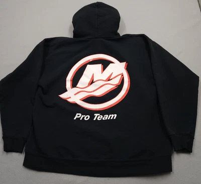 Vintage Mercury Hoodie Mens Large Black Pro Team Fishing Sweatshirt Jacket 90s - Image 1 of 4