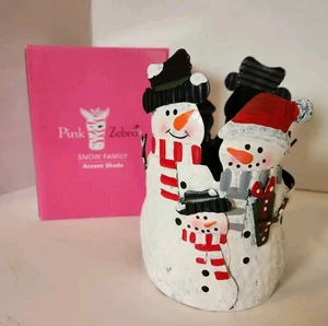 Pink Zebra Simmering Lights Snow Family Accent Shade Snowman - Picture 1 of 10