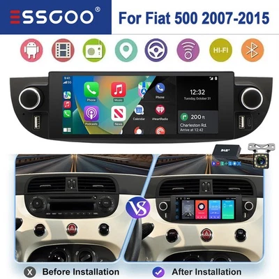 DAB+ 64GB Carplay Per FIAT 500 2007-2015 Android 15 Autoradio GPS Navi WIFI RDS - Immagine 1 di 4