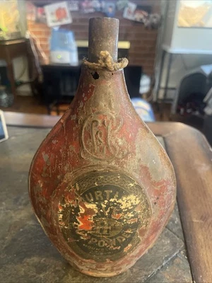 Botella de polvo pistola de hojalata vacía Curtis’s Harvevy’s antigua década de 1870-1900 Londres Foto 1 de 4