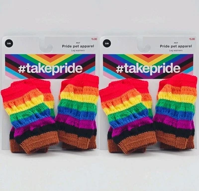 Лот из 2 гордости разноцветный радуга собаки кошки ноги подогреватели носки размер маленький / средний - Изображение 1 из 4