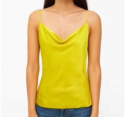 L'AGENCE Kay Cowl-neck Silk Charmeuse Tank In Yellow sleeveless size XS - Image 1 of 4