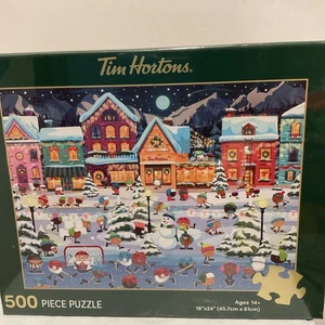 Tim Hortons 2023 “A Snowy Tim it’s Night” 500 Piece Puzzle New Sealed RARE - Picture 1 of 2
