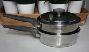Ekco EHP 1 QT Sauce Pan & Lid Tri-Clad 304 Stainless w/ Steamer Insert Made USA - Picture 1 of 13